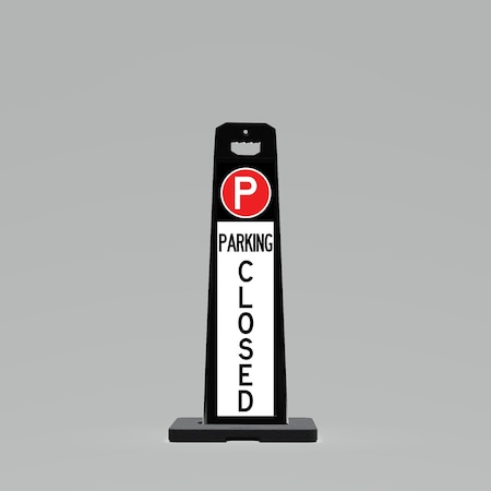 Plasticade 44.5x17.5x9in. Outdoor Standing Panel Sign, Double-Sided, PARKING CLOSED, 20 lb UV4120-BK-PRK2